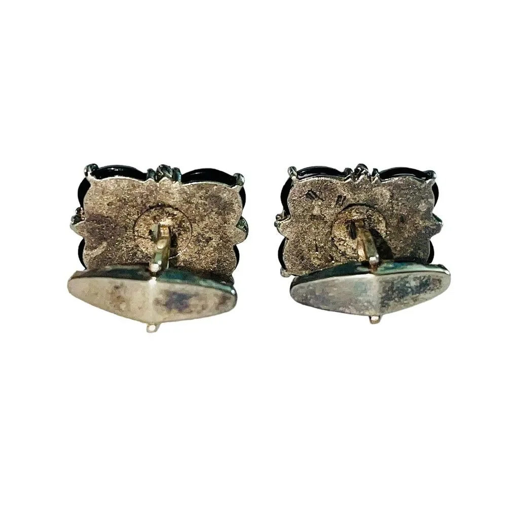 Vintage DaVinci‎ Sterling Silver Onyx Cufflinks